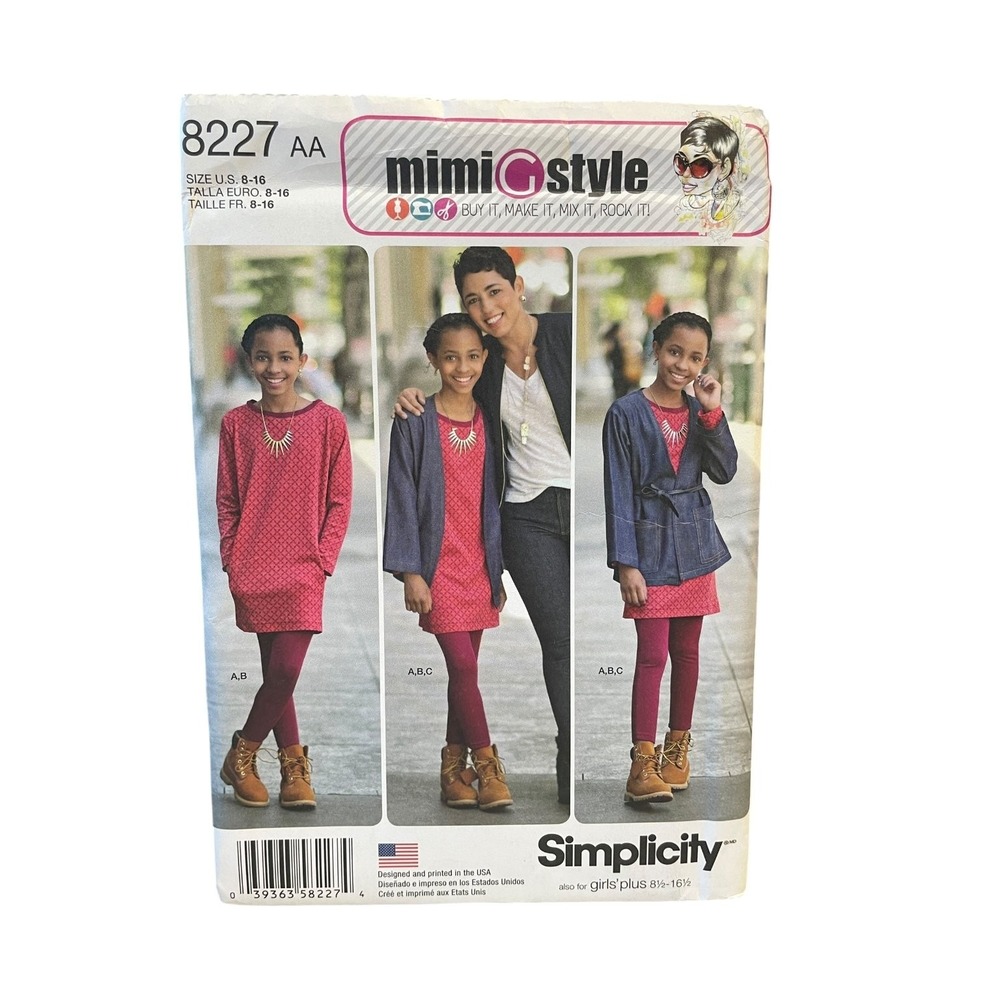 Simplicity 8227 Girls Jacket Knit Dress Leggings Size 8-16 Mimi G Style‎